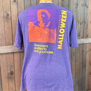 John Carpenter’s Michael Myers Halloween Movie T-shirt XL Purple and Orange